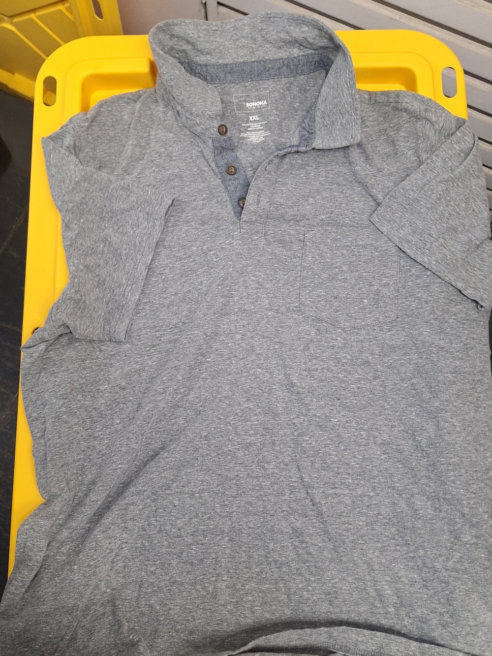 Sonoma Men's Heather Gray Short-Sleeve Henley Polo